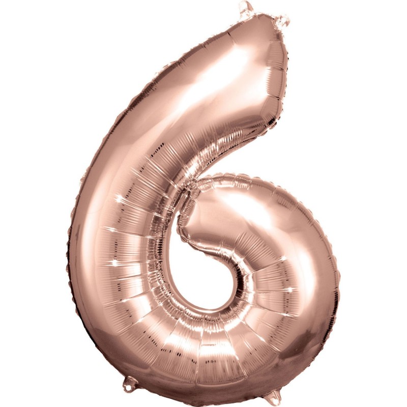 Folinis balionas "Skaičius 6"/Rose Gold (34" 86 cm)
