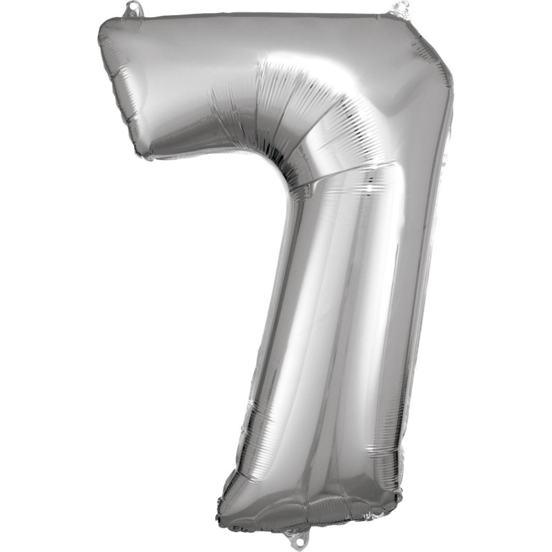 Folinis balionas "Skaičius 7"/sidabrinis (34" 86 cm.)