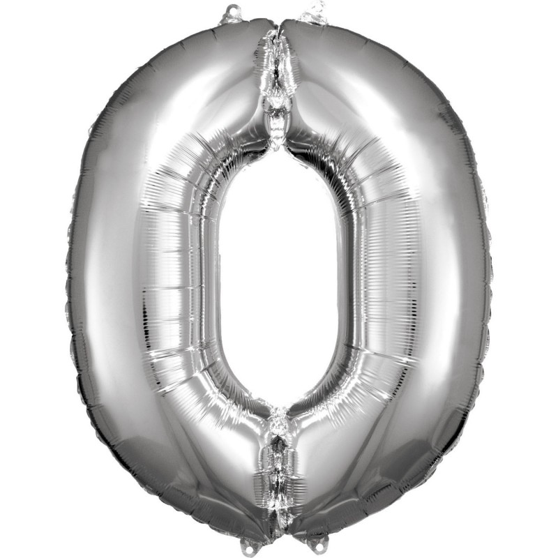 Folinis balionas "Skaičius 0"/sidabrinis (83 cm.)