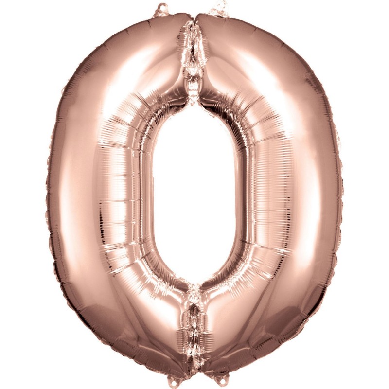 Folinis balionas "Skaičius 0"/Rose Gold (34" 86 cm)