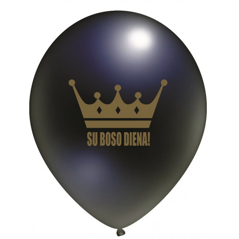 Guminiai balionai "Su boso diena!"/juodi 30 cm pripūstas heliu