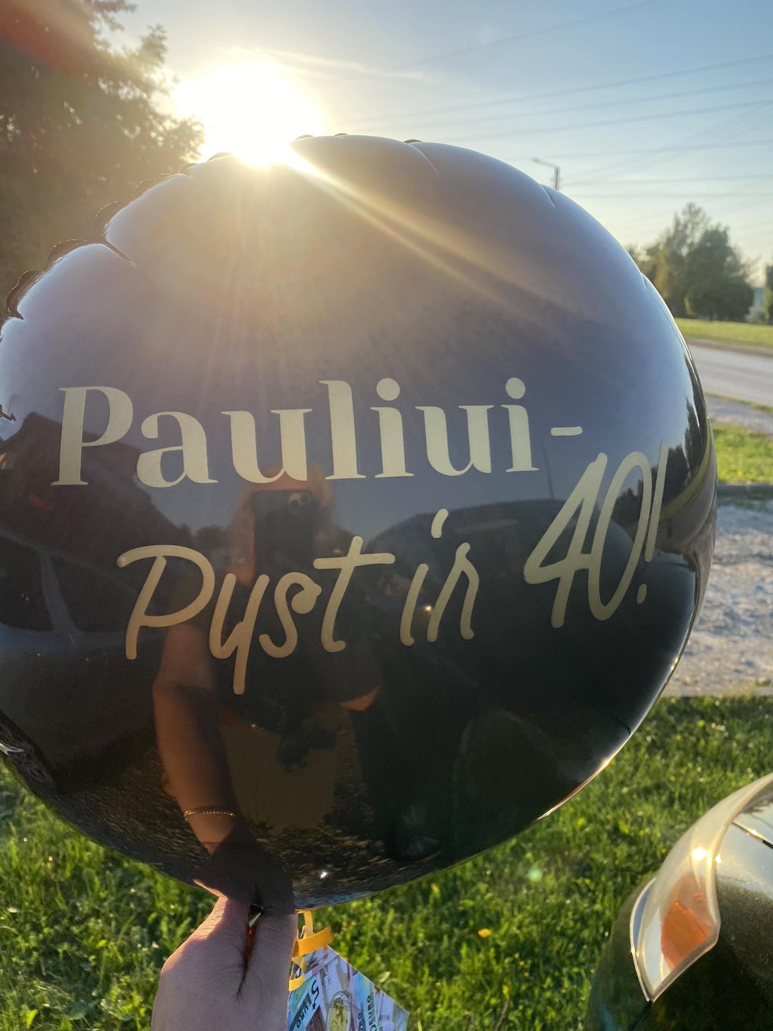 Juodas balionas APVALUS su užrašu* užsakomas iš anksto